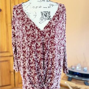 Daytrip Burgundy and White Floral Blouse